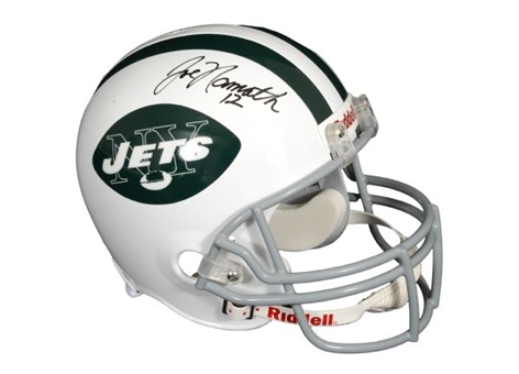 Lot of two (2) - Joe Namath Autographed Replica Full Size Helmets 